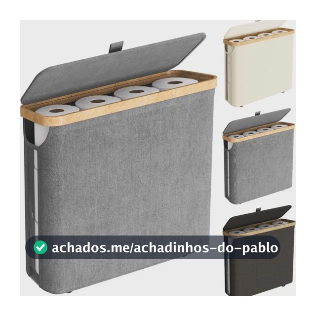 Cesto Organizador Papel Higiênico Banheiro Tampa Multiuso Cinza