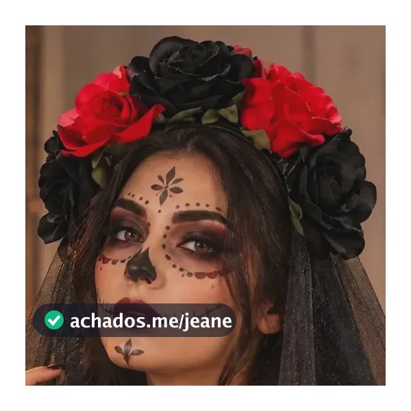 Tiara Caveira Mexicana Flor Véu Fantasia Decoração Halloween