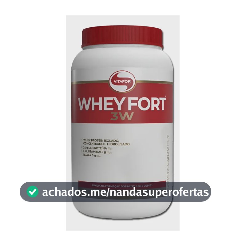Whey Protein Fort 3w 900g ( Vitafor ): Concentrado E Isolado Sabor Chocolate