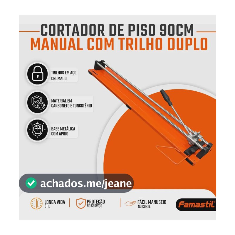 Cortador de Piso Azulejo Famastil 90cm Manual Trilho Duplo