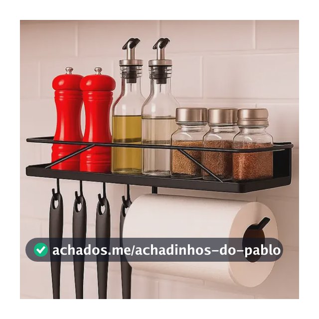 Suporte Prateleira Para Cozinha Com Gancho E Porta Temperos