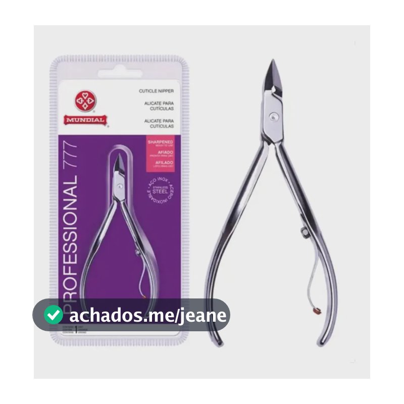 Alicate Cutícula Mundial 777 Profissional Aço Inox Afiado