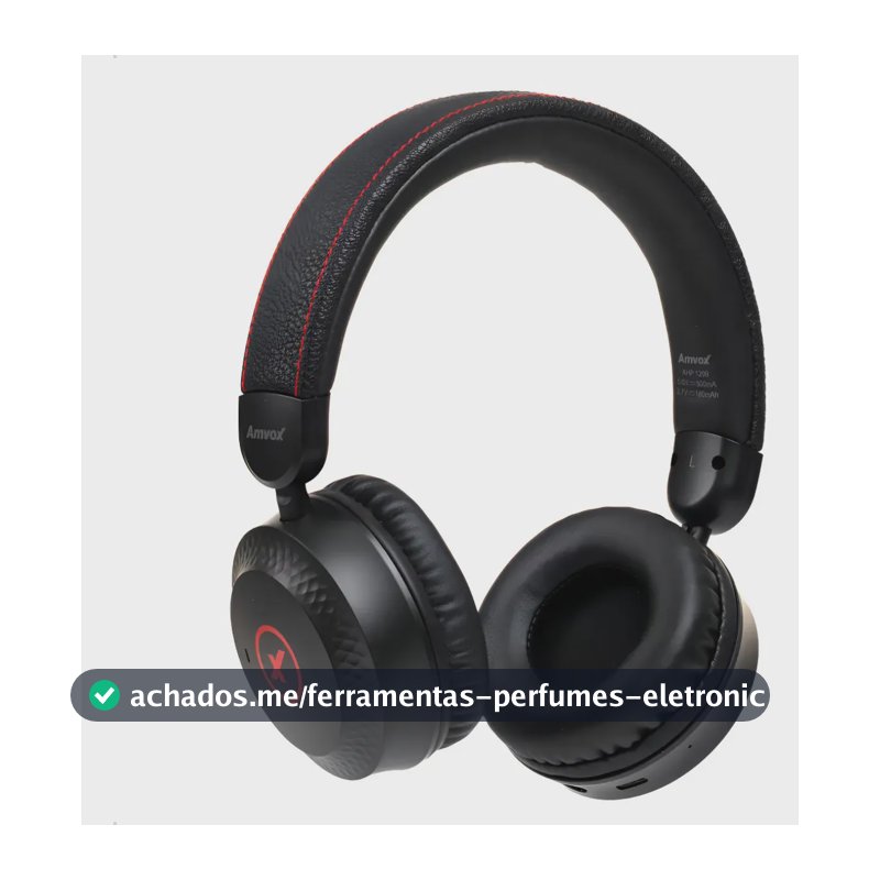 Fone De Ouvido Preto Sem Fio Bluetooth Alta Potência Amvox Preto