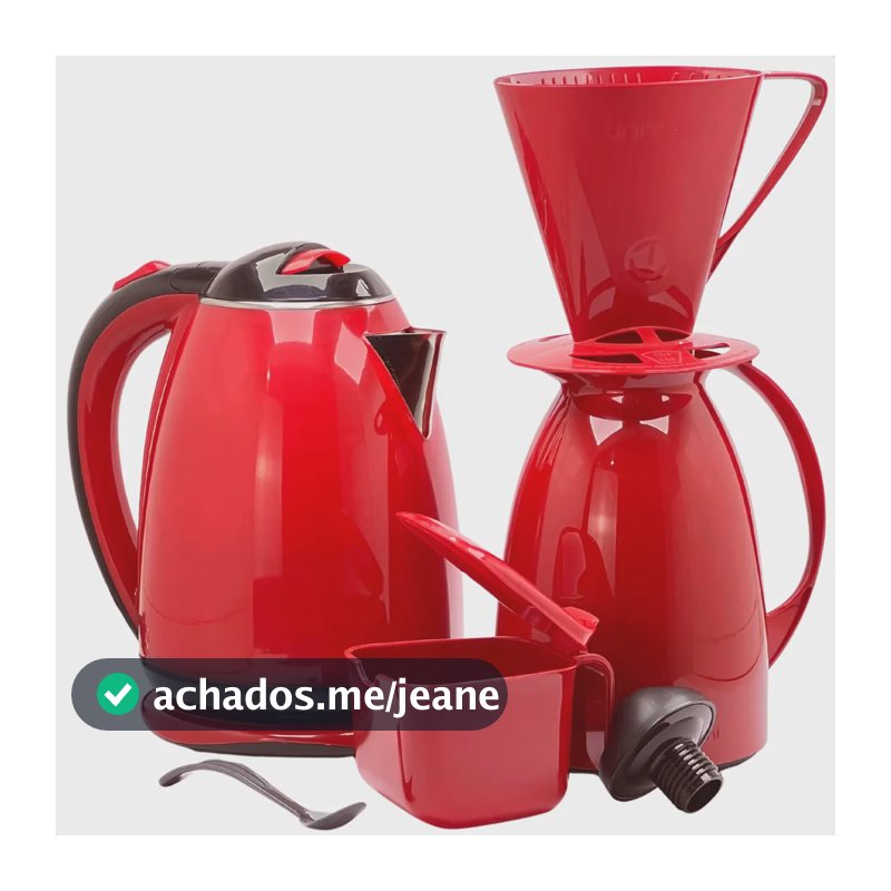 Kit Chaleira Elétrica Garrafa Térmica Açucareiro Filtro Vermelho 220v