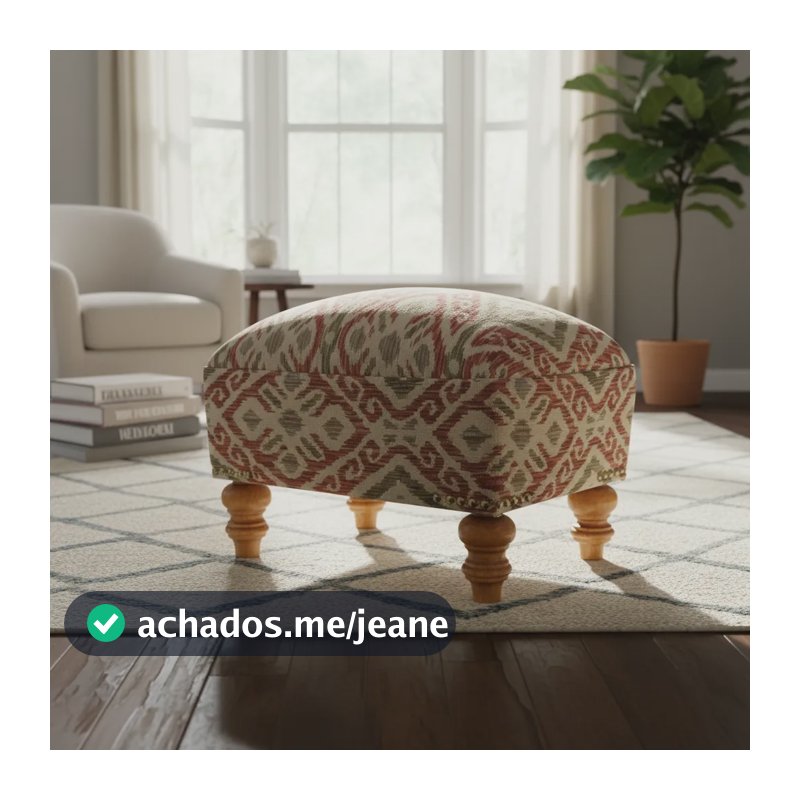 Banqueta Provençal Artezzi - Gobelin Estampado Cinza Com Estampa Off-white