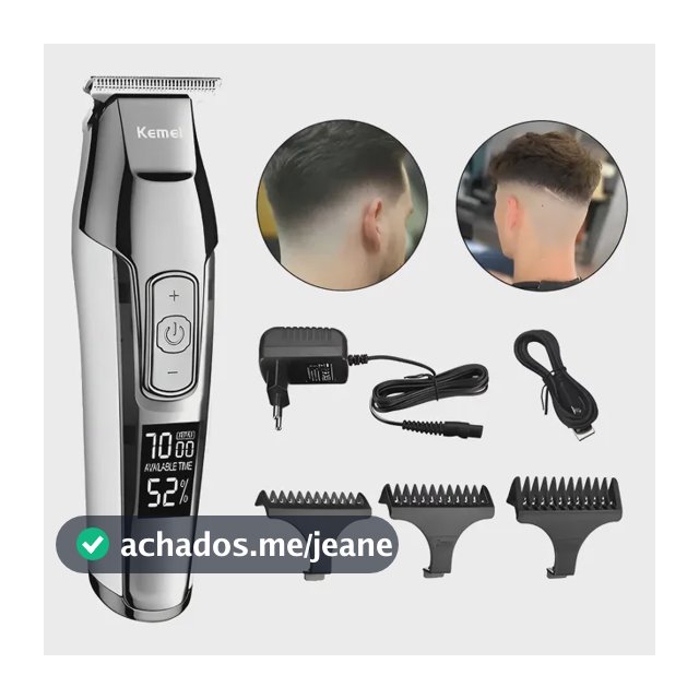 Máquina De Acabamento Kemei Km-5027 Com Motor Forte E Lcd Prata 127/220v