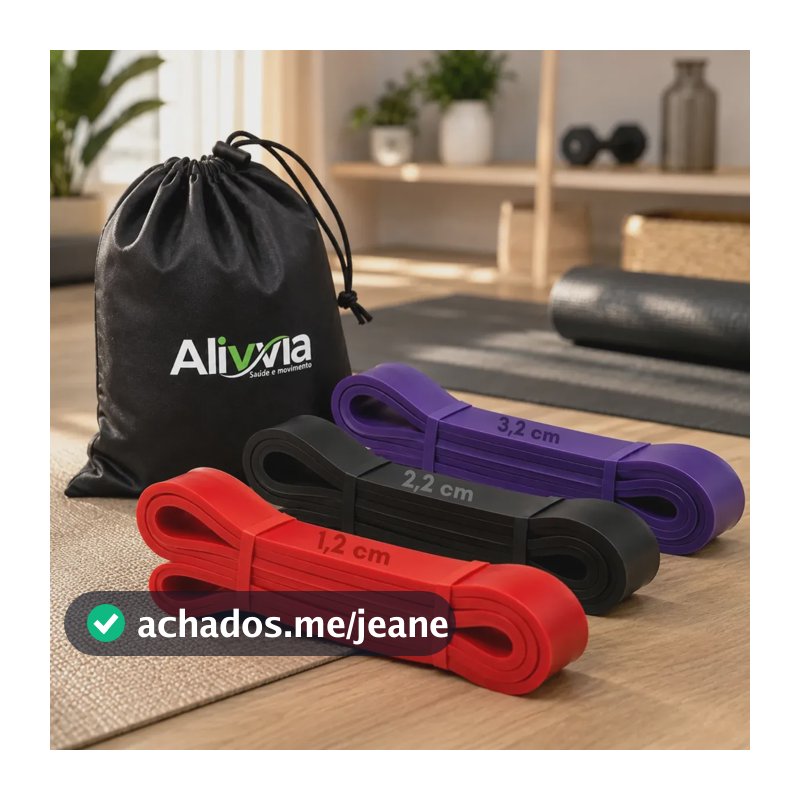 Kit Super Band 3 Intensidades Piva Store - Elástico Extensores Borracha Leve, Média E Extra Forte P/ Crossfit Pilates Faixa Fisioterapia Academia