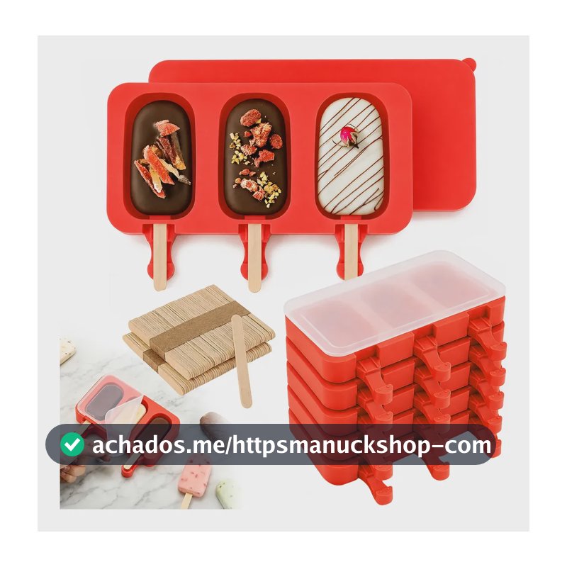 Formas Silicone Picolé Com 300 Palitos Madeira Com Tampa Conjunto De 5 Formas De Silicone Para Sorvete