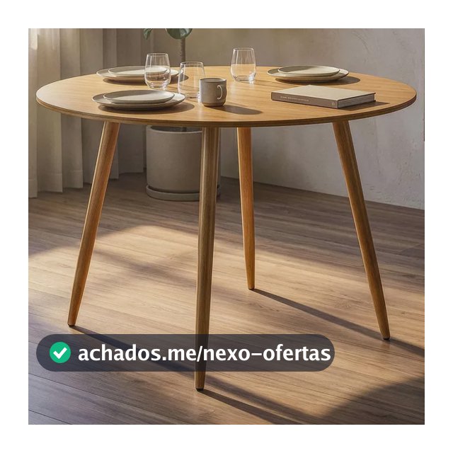 Mesa Redonda 80cm Mdf Sala De Jantar E Cozinha Louro Freijó
