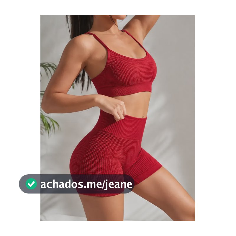 Conjunto Feminino Academia Top E Shorts Poliamida Demillus Carmim Microfibra De Poliamida Sem Costura Veste P E M Toque Gelado , Secagem Rápida