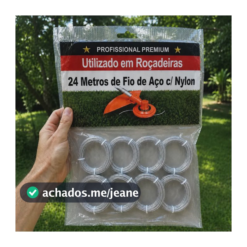Fio Nylon C/ Aço Roçadeira 3mm Cortador Grama Stihl Toyama Cinza