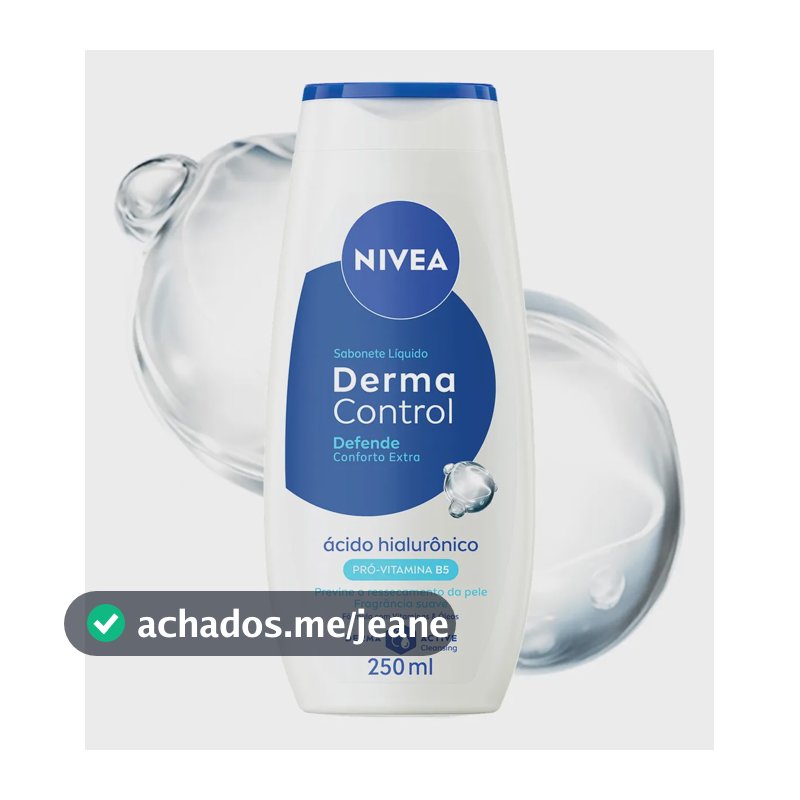 NIVEA Sabonete Líquido Derma Control Defende 250ml - Limpa suavemente e protege contra o ressecamento, Ácido Hialurônico Puro e Pró-Vitamina B5.