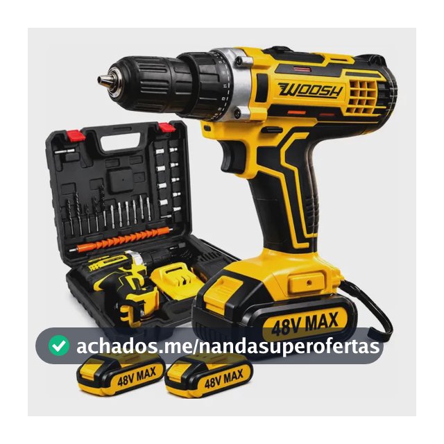 Parafusadeira Furadeira Impacto Sem Fio 2 Baterias Recarregável 48v Bivolt Velocidade Ajustavel Com Travas Mandril Resistente Woosh