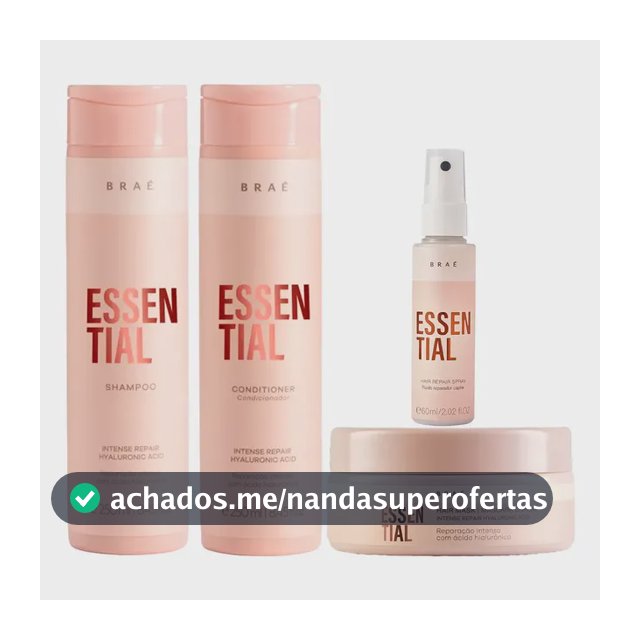 Kit Braé Essential Shampoo + Condicionador + Máscara + Fluido