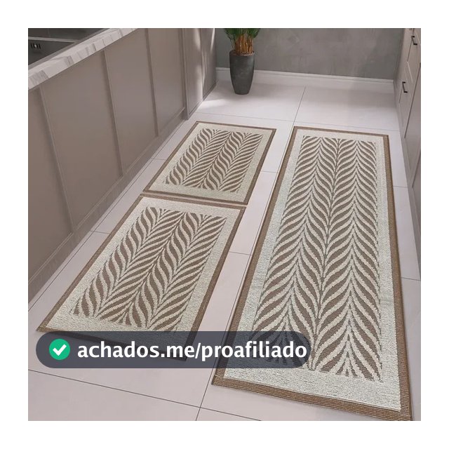 Tapetes E Passadeira 3 Peças Em Tear Para Cozinha Axia Luxo