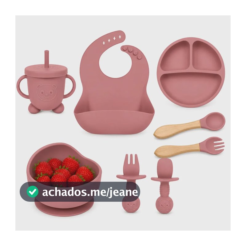 Kit Alimentação Infantil Lapritu Kids de Silicone com 8 Peças para Bebês