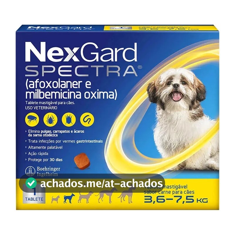 NexGard Spectra Antipulgas e Vermífugo Cães 3,6kg a 7,5kg