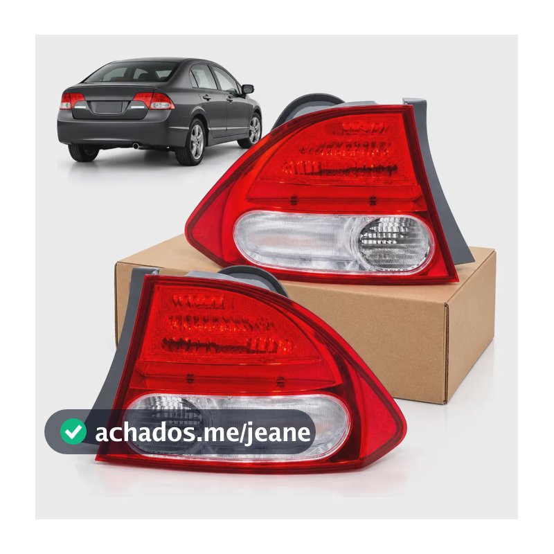Lanterna Traseira Honda Civic G8 2007 2008 2009 2010 2011 Ambos Lados Bicolor Cristal