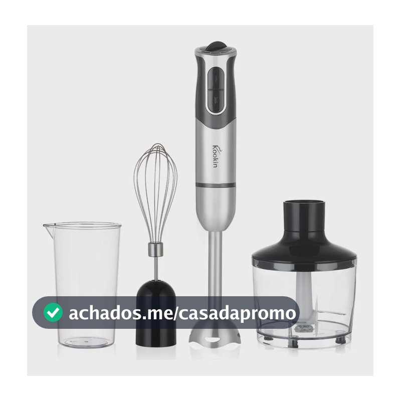Mixer De Mão Portátil 8 Velocidades 3 Em 1 Inox 800w Kookin Knhb1008 Multifuncional Com Função Turbo E Lâminas Aprimoradas 2 Afiadas + 2 Reforçadas Em Aço Inox 304