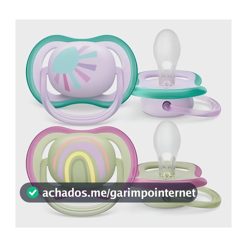 Chupeta Ultra Air 0-6m Rosa E Verde Sol 2un Avent Scf085/59
