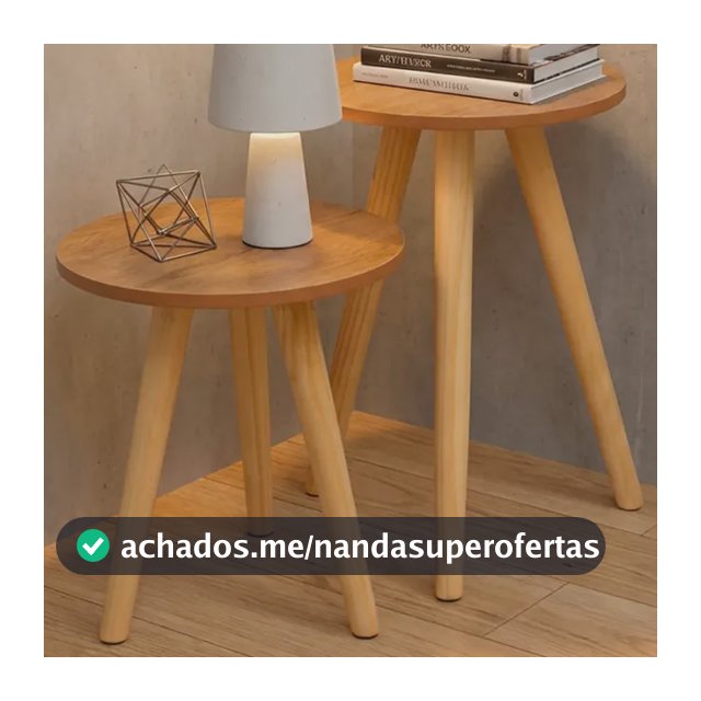 Mesa De Canto Pé Palito 2 Mesas Tripe Redonda Fosca  Cor Nature