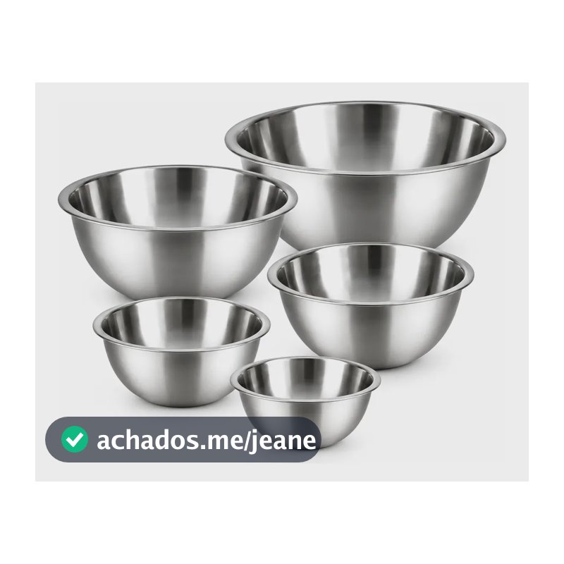 Kit 5 Tigelas Bowl Aço Inox Saladeira Bacia Master Cook Inox