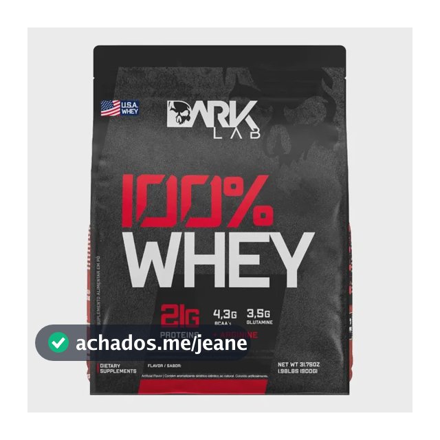 Whey Protein Concentrado 100% 900g Refil Dark Lab Sabor Morango