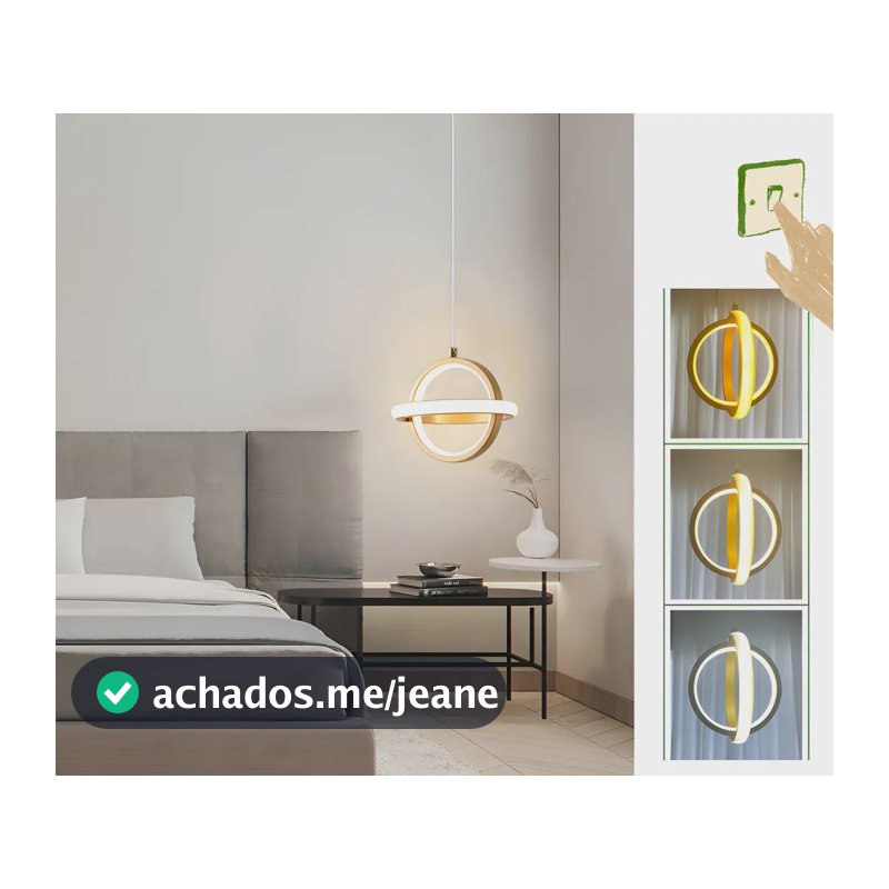 Luminária de Teto LED Aro Dourado com Luz 3 em 1 para Quarto e Cozinha Green Age