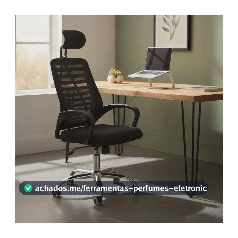 Cadeira Executiva Eike Mesh Zebra Alta Preta Giratória Ergonômica Com Reclinável