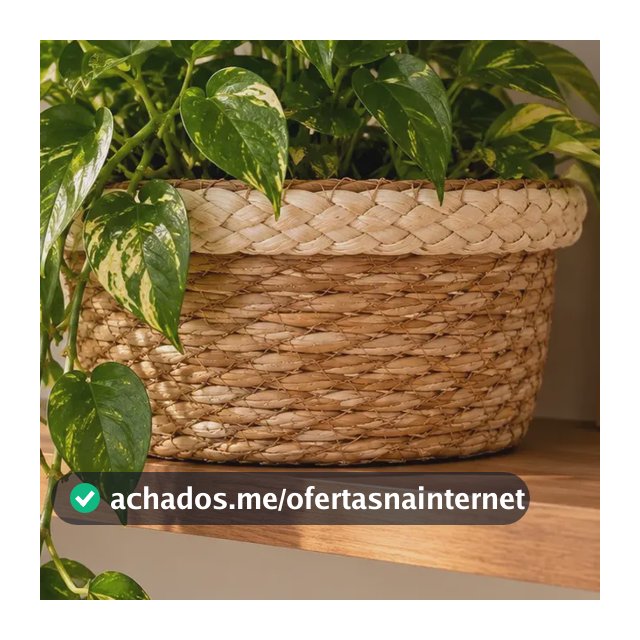 Cesto De Palha Organizador Vaso Cachepot  Fibra Natural Palha