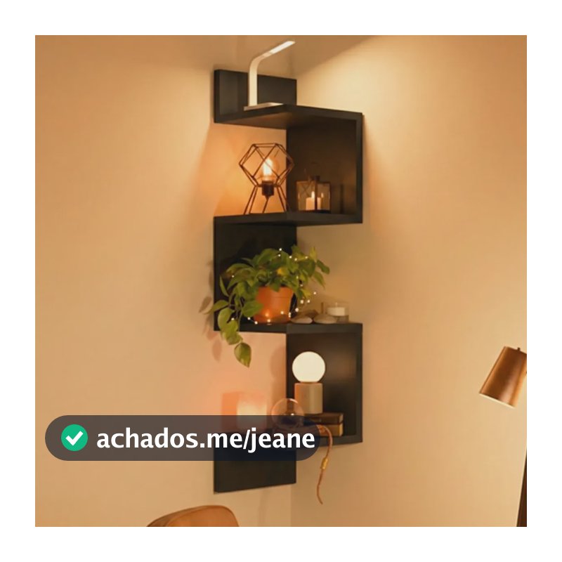 Prateleira De Canto Livros Nicho  Decoração Branca Preta Preto