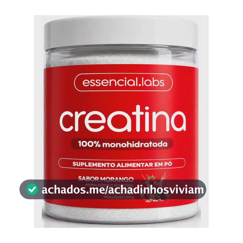 CREATINA MONOHIDRATADA 100% Pura - Sabor Morango - 300g