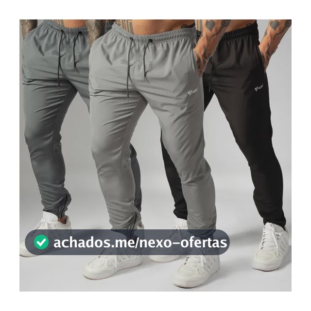 Kit 3 Calças Jogger Masculinas De Tactel Com Elastano Ziper