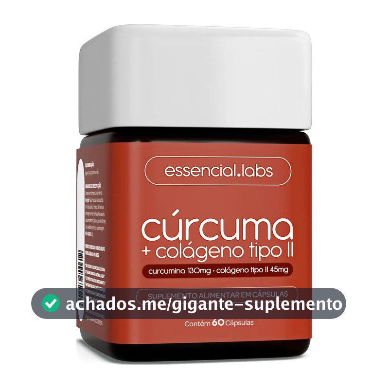 CÚRCUMA 130mg + COLÁGENO Tipo Ii 45mg - Fórmula com Máxima Concentração e Pureza - 60 Cápsulas