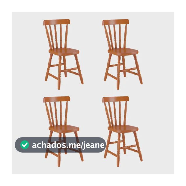 Conjunto com 4 Cadeiras de Jantar Madeira Maciça Multimóveis CR50087 Mel