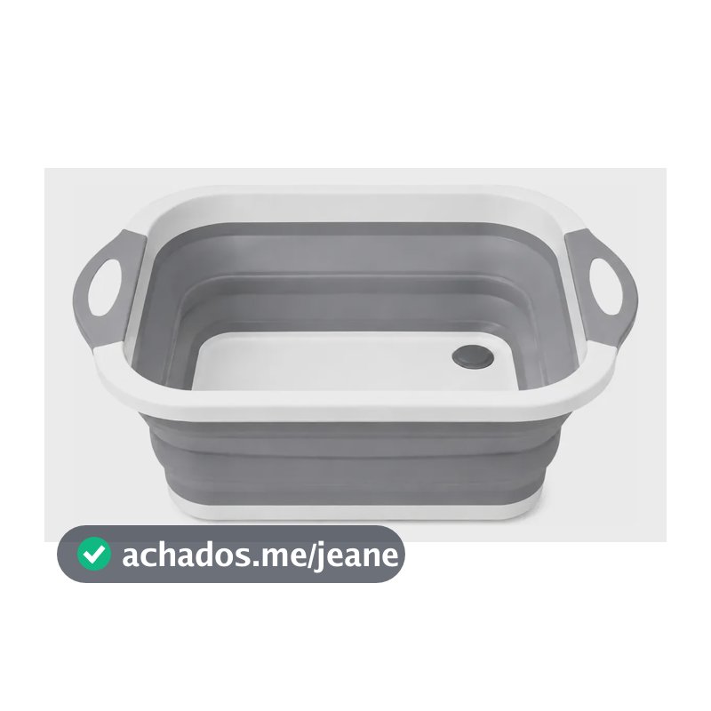 Bacia Retrátil Dobrável Plástica Retangular 37,7x30x15,5cm Cinza