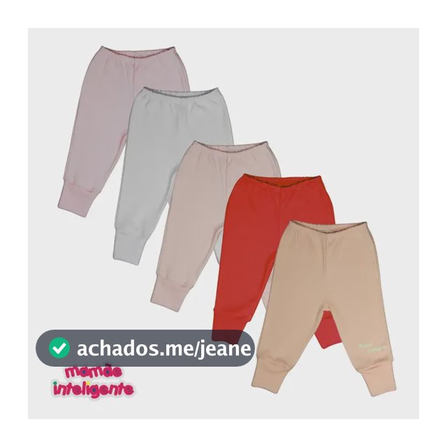 Calça Mijão/culote Bebê Vira Pé Kit Com 5 -mamãe Inteligente