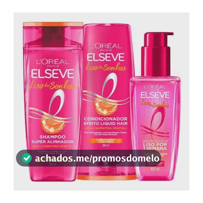 L'Oréal Paris Elseve Liso dos Sonhos Kit Shampoo, Condicionador e Sérum, com Tecnologia Ativada por Calor para um Liso por 1 Semana, Efeito Antifrizz e Barreira Protetora Contra Umidade