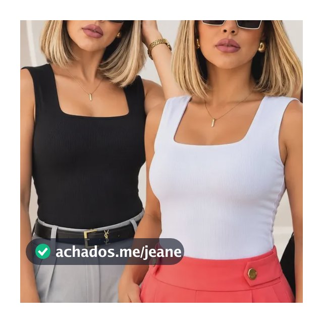 Kit 3 Blusas Regata Feminino Decote Quadrado Alça Grossa