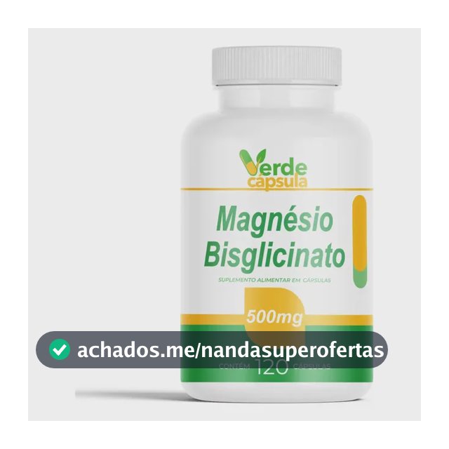 Magnésio Glicinato 500mg 120 Cápsulas - Magnésio Glicina Sem Sabor