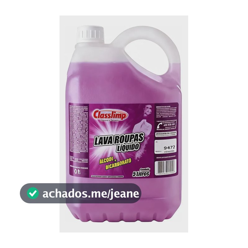Lava Roupas Sabão Liquido Com Bicarbonato E Álcool 5 Litros