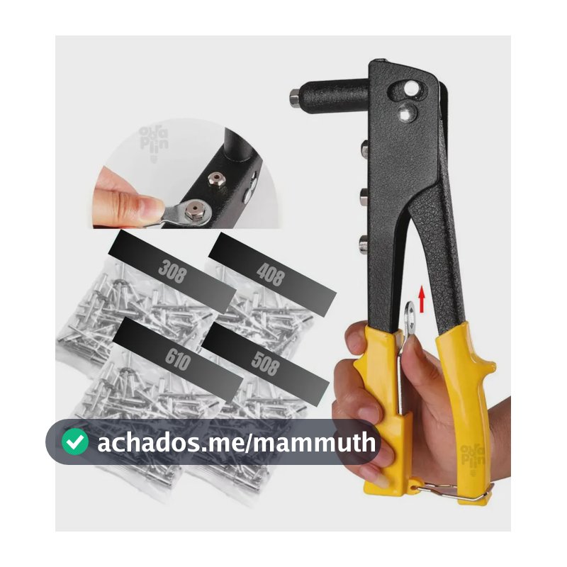 Rebitadeira Alicate Rebitador Manual + 100 Rebites Diversos Marca KEY PAPER