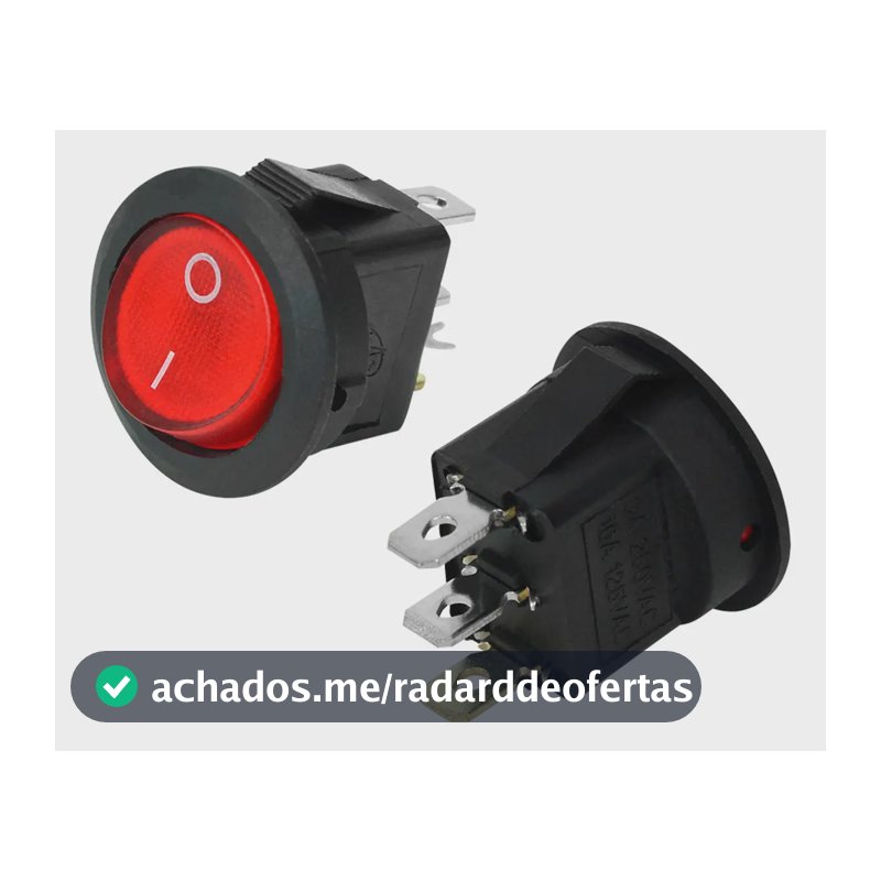 Botão Interruptor ON/OFF ChipSCE 10A Vermelho para Projetos Eletrônicos