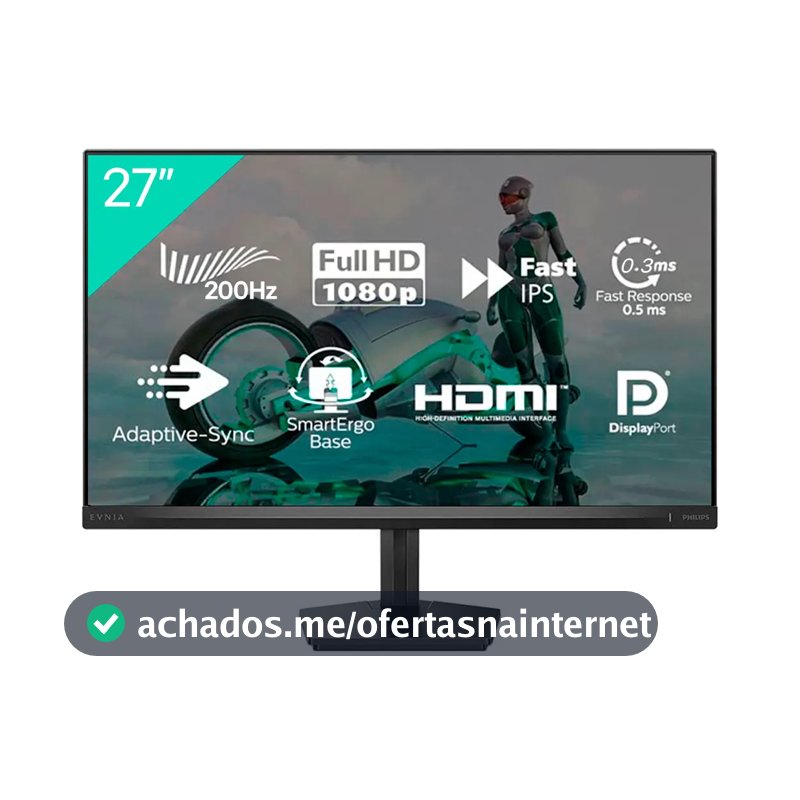 Monitor Gamer Philips Evnia 27'' 200hz 0,3ms Ips Full Hd Preto