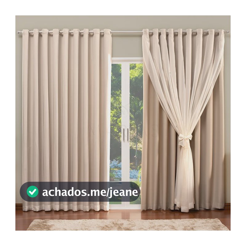 Cortina de Blackout com Voil Liso para varão simples - 4,00 x 2,70