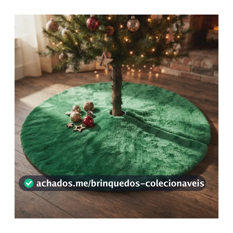 Saia Tapete De Árvore De Natal Em Pelúcia 70cm Verde Verde Pelúcia