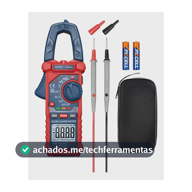 Alicate Amperímetro Digital AstroAI de 4000 contagens,com seleção automática de faixa,para medição de tensão e corrente CA/CC,resistência,capacitância,frequência,continuidade