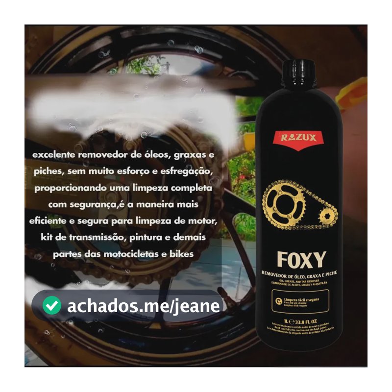 Razux Foxy Removedor de Oleo Graxa e Piche para Moto pratico