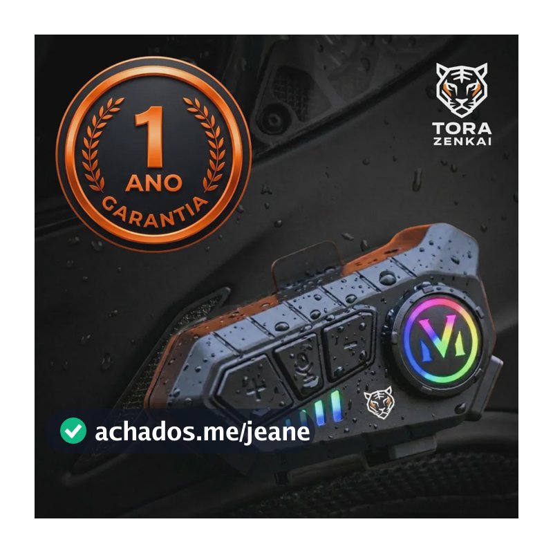 Fone Bluetooth Capacete Tora Zenkai 5.3 Voz Resistente Água 36h