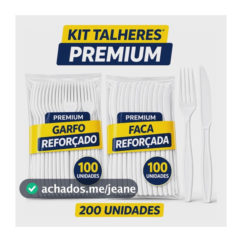 Kit 100 Facas E 100 Garfos Descartáveis Reforçados Branco